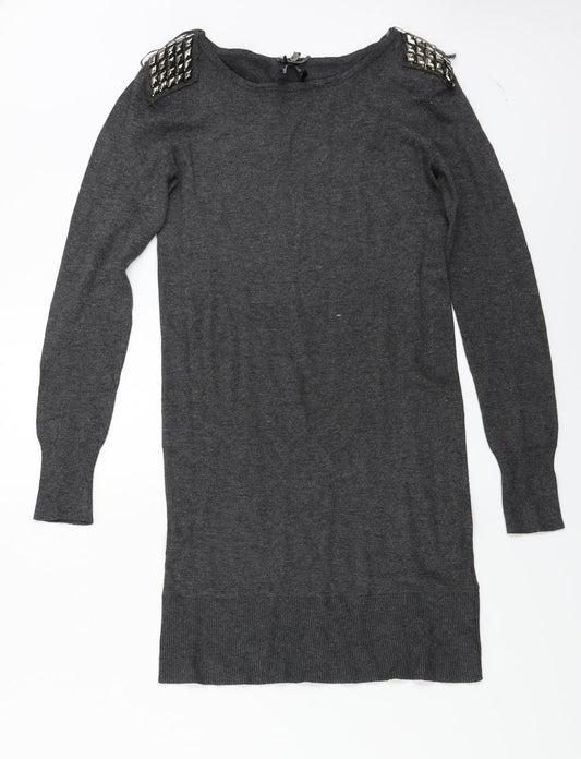 Womens UK Size 8 Atmosphere Grey Basic T-Shirt