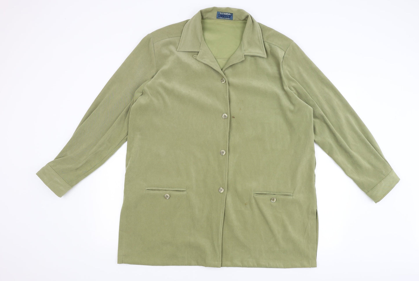 Stinna Fashion Womens Green   Overcoat Coat Size 2XL