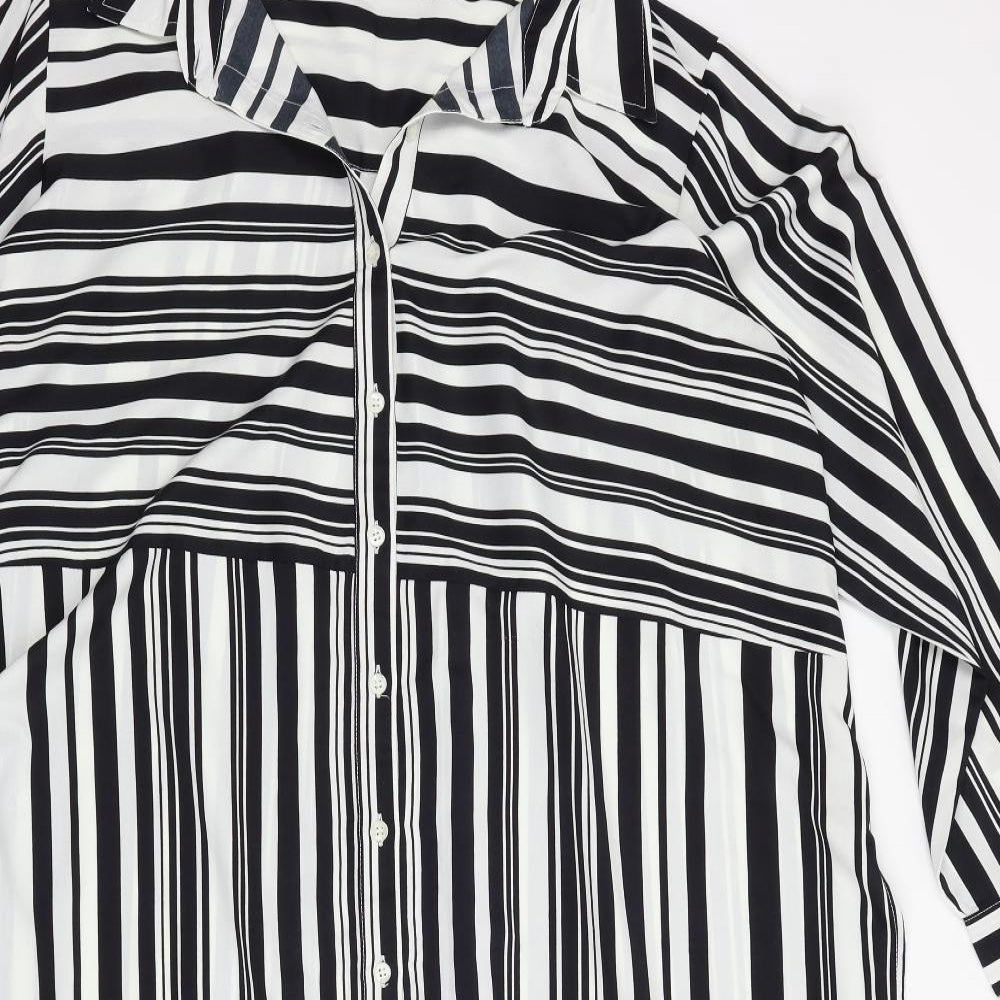 Topshop Womens White Striped  T-Shirt Dress