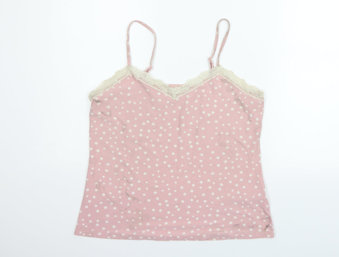 love to lounge  Womens Pink Polka Dot  Basic Tank Size M