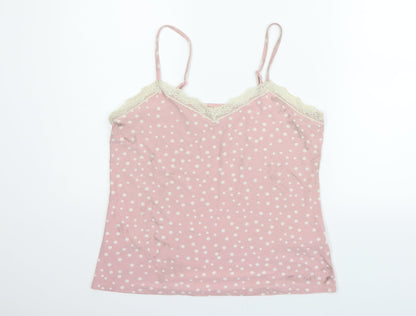 love to lounge  Womens Pink Polka Dot  Basic Tank Size M