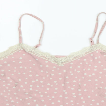 love to lounge  Womens Pink Polka Dot  Basic Tank Size M