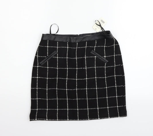 George Womens Black Check  Flare Skirt Size 8