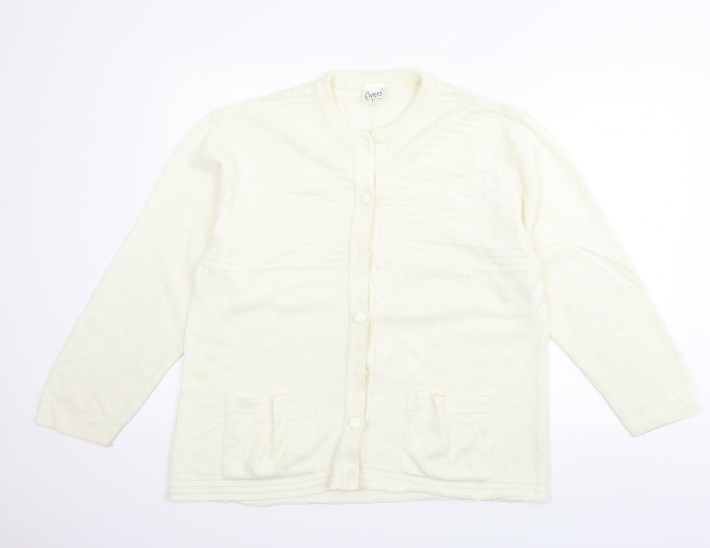 Casper Womens Beige   Cardigan Jumper Size L  - washable mark on arm