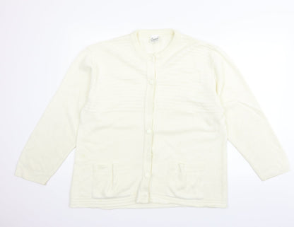 Casper Womens Beige   Cardigan Jumper Size L  - washable mark on arm