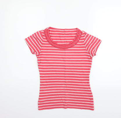 Womens UK Size 10 M&Co Red Basic T-Shirt