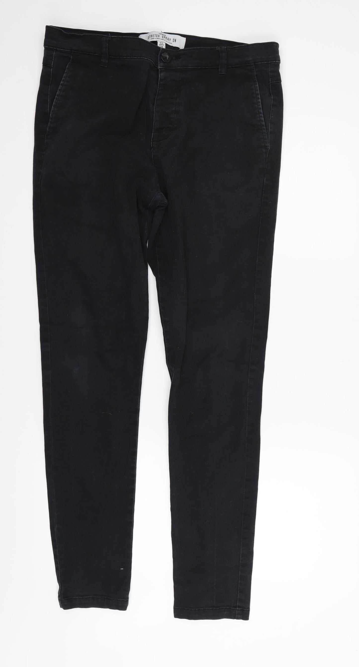 Womens UK Size 34 in Topman Regular Fit  Black Trousers
