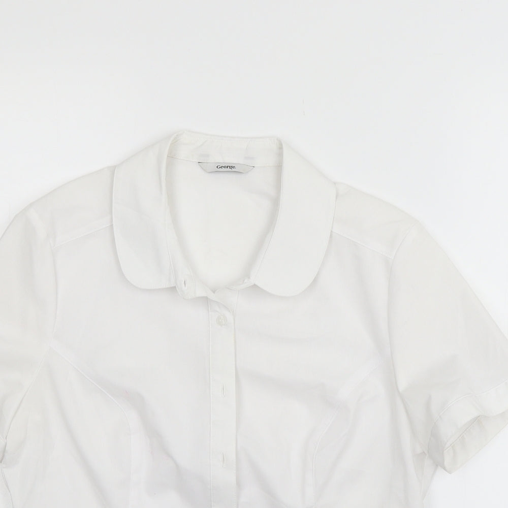 George Womens White   Basic Button-Up Size 12