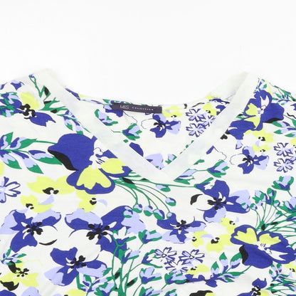 Marks and Spencer Womens White Floral  Pullover Jumper Size 14