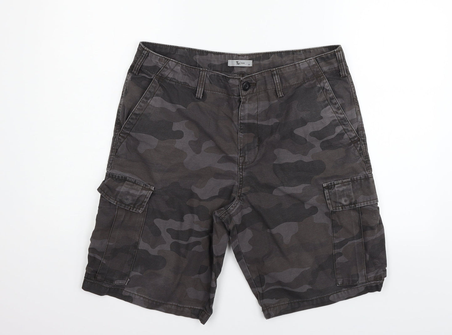 TU Womens Grey Geometric  Chino Shorts Size L