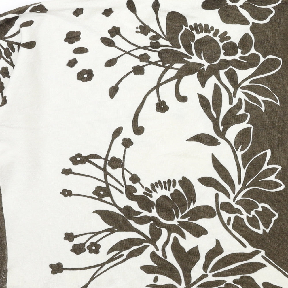 Roman Womens Brown Floral Knit Pullover Jumper Size S
