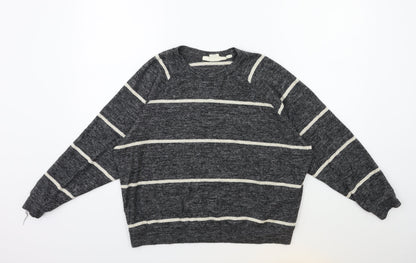 H&M Womens Grey Striped Knit Pullover Jumper Size XS