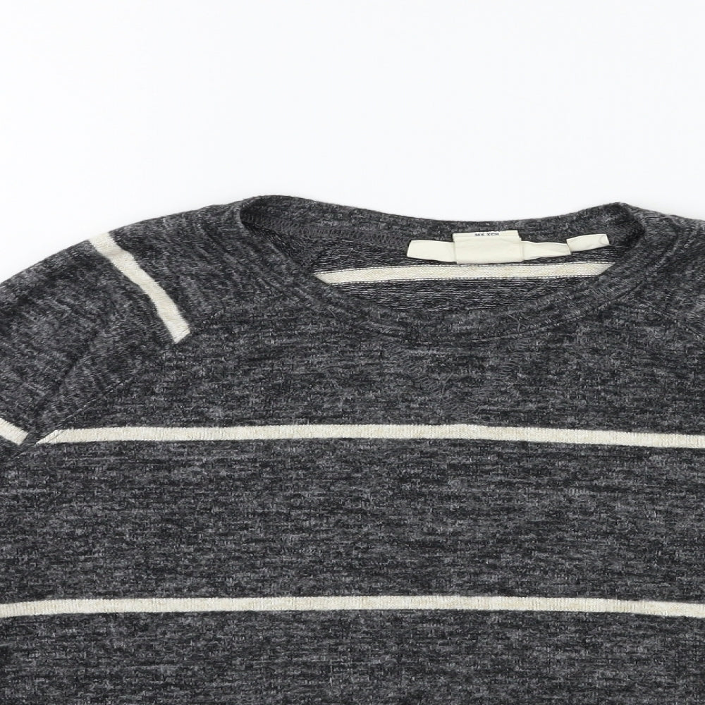 H&M Womens Grey Striped Knit Pullover Jumper Size XS
