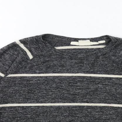 H&M Womens Grey Striped Knit Pullover Jumper Size XS