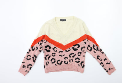 Primark Womens Pink Animal Print  Pullover Jumper Size 6