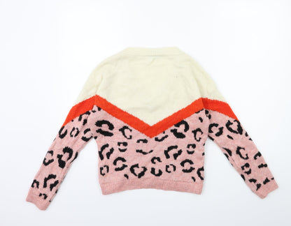 Primark Womens Pink Animal Print  Pullover Jumper Size 6