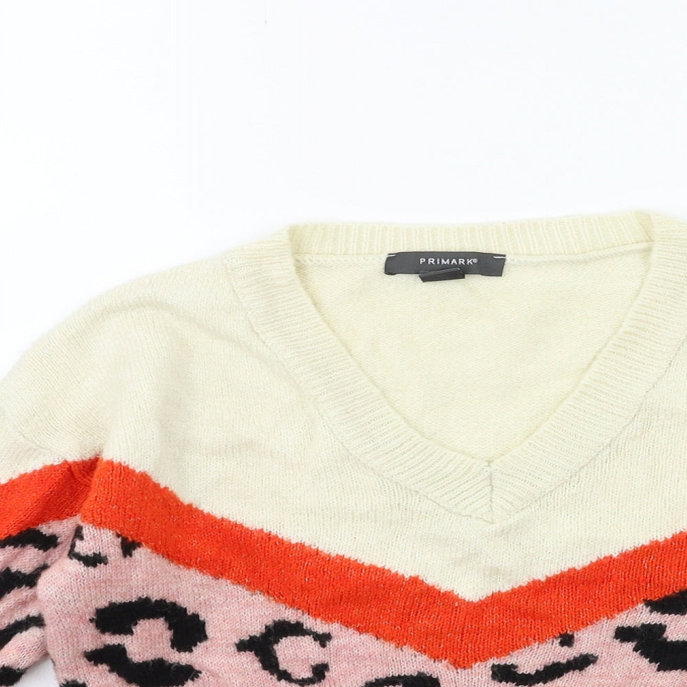 Primark Womens Pink Animal Print  Pullover Jumper Size 6