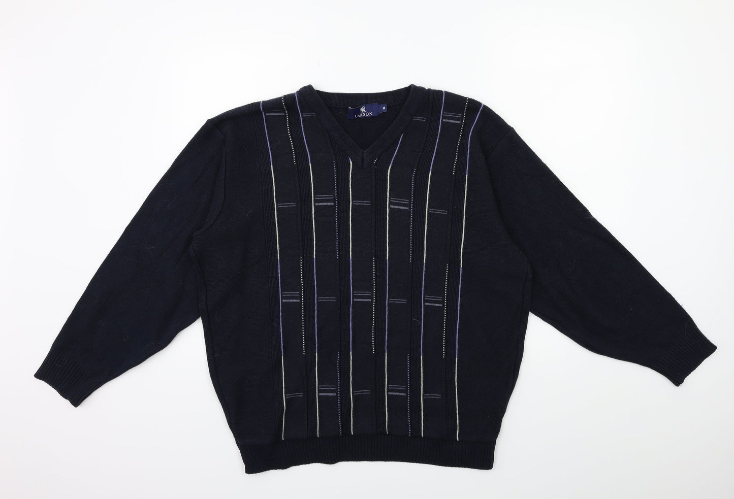 Carson Mens Blue  Knit Pullover Jumper Size M