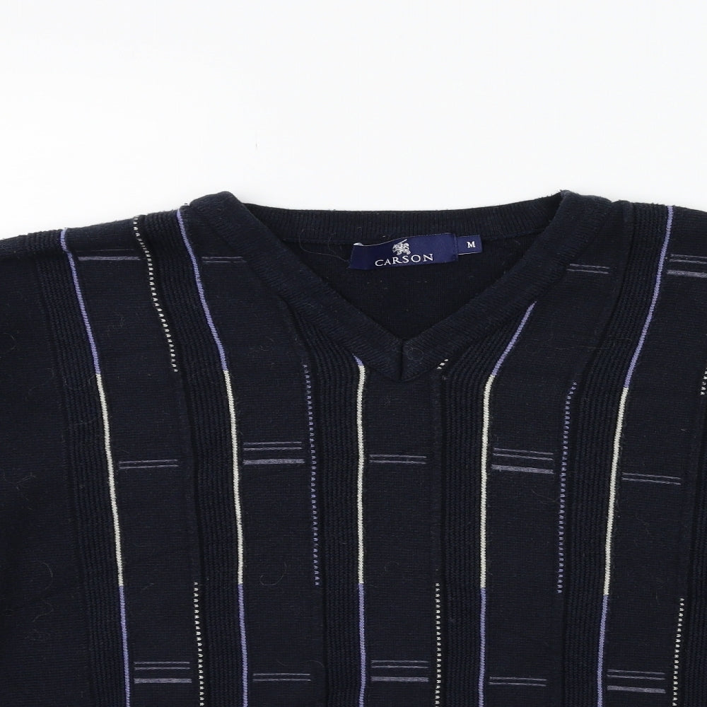 Carson Mens Blue  Knit Pullover Jumper Size M