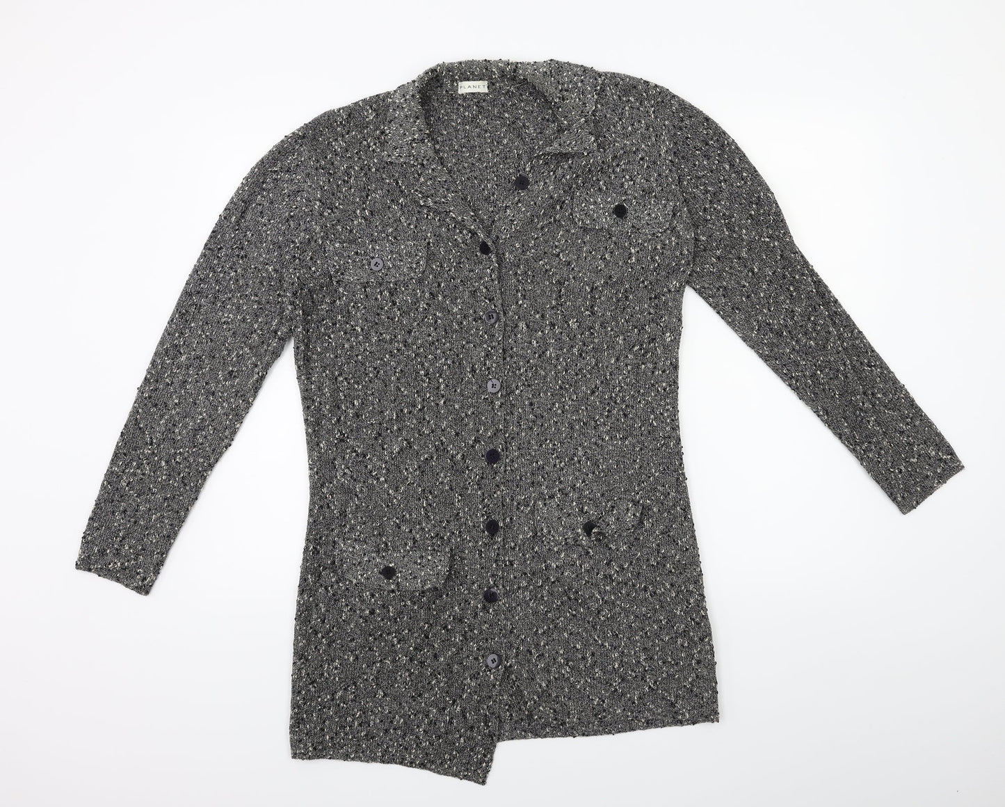 PLANET Womens Grey  Knit Cardigan Jumper Size S