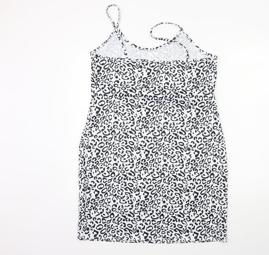SheIn Womens White Animal Print  Tank Dress  Size XL
