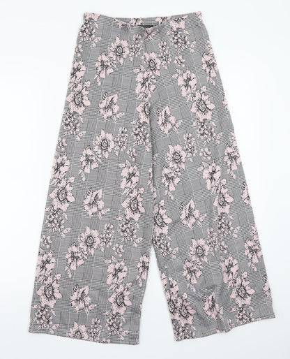 Primark Womens Grey Floral  Trousers  Size 10 L23 in