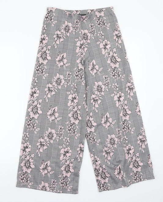 Primark Womens Grey Floral  Trousers  Size 10 L23 in