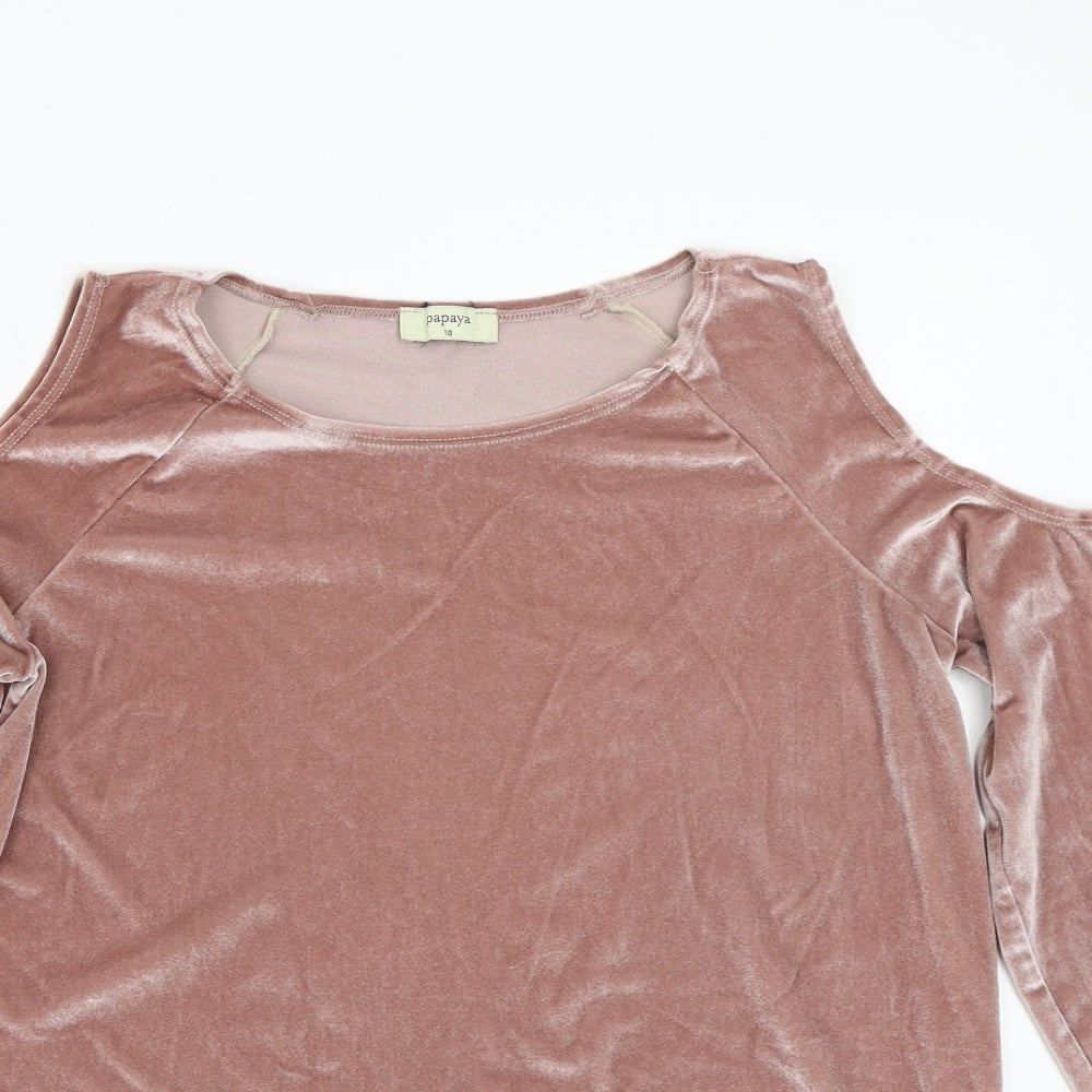 Papaya Womens Pink   Basic T-Shirt Size 10