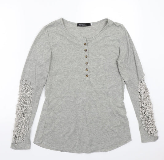 Womens UK Size S Zanzea Grey Basic T-Shirt