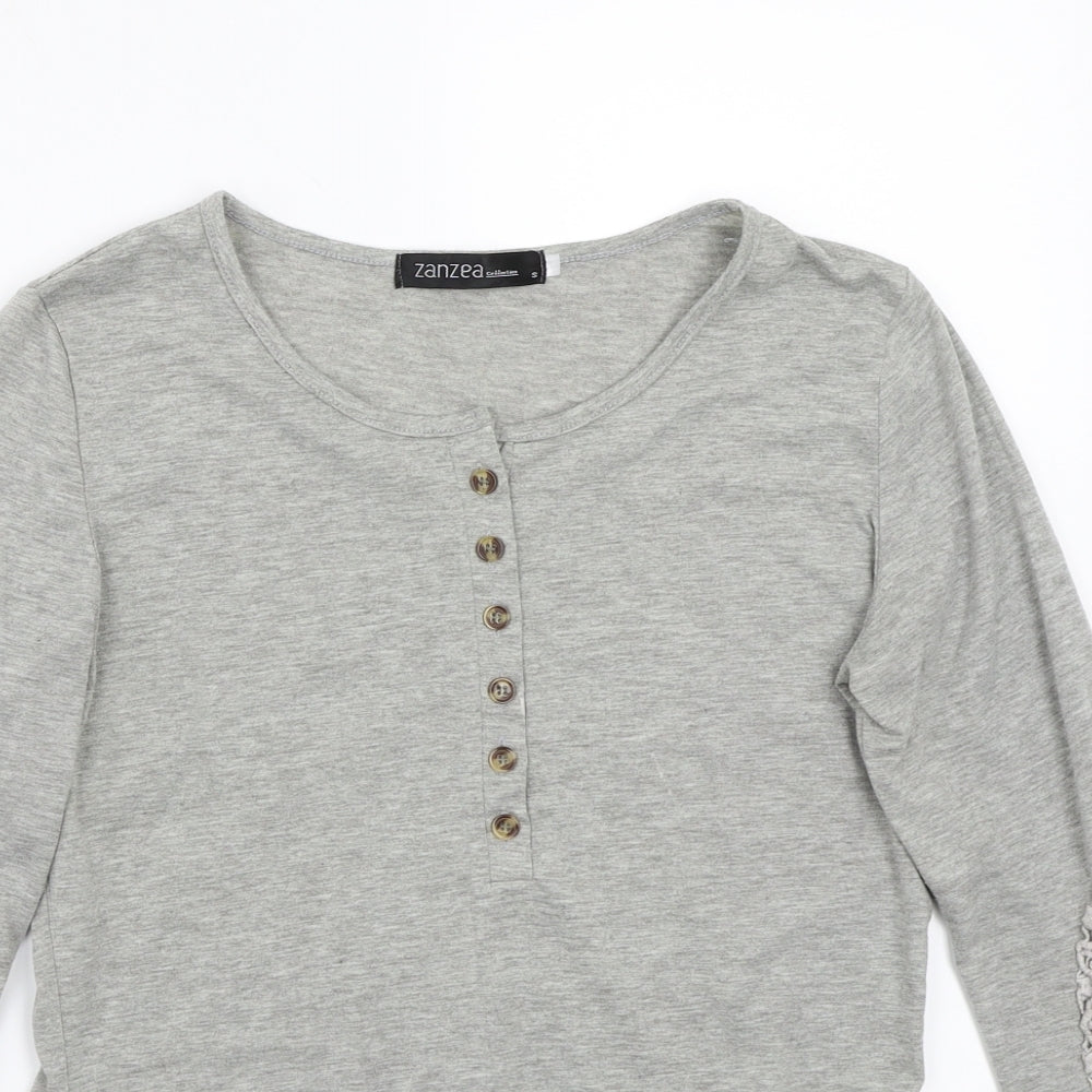 Womens UK Size S Zanzea Grey Basic T-Shirt