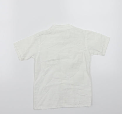 Preworn Boys White  Rayon Basic Button-Up Size 4 Years