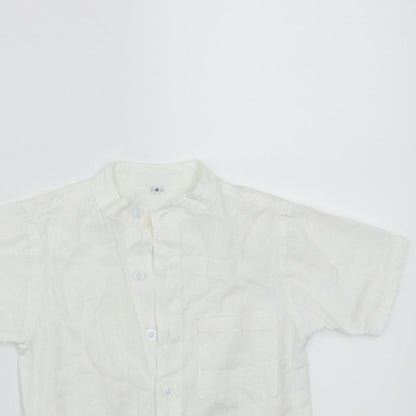 Preworn Boys White  Rayon Basic Button-Up Size 4 Years