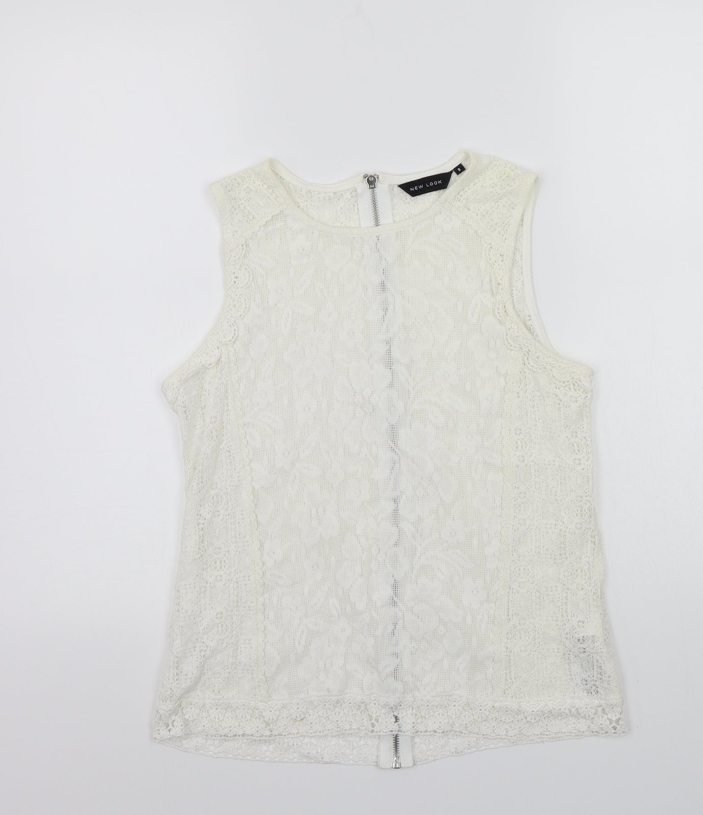 Womens UK Size 8 Newlook Ivory Basic T-Shirt