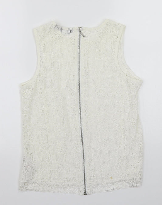 Womens UK Size 8 Newlook Ivory Basic T-Shirt
