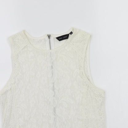 Womens UK Size 8 Newlook Ivory Basic T-Shirt