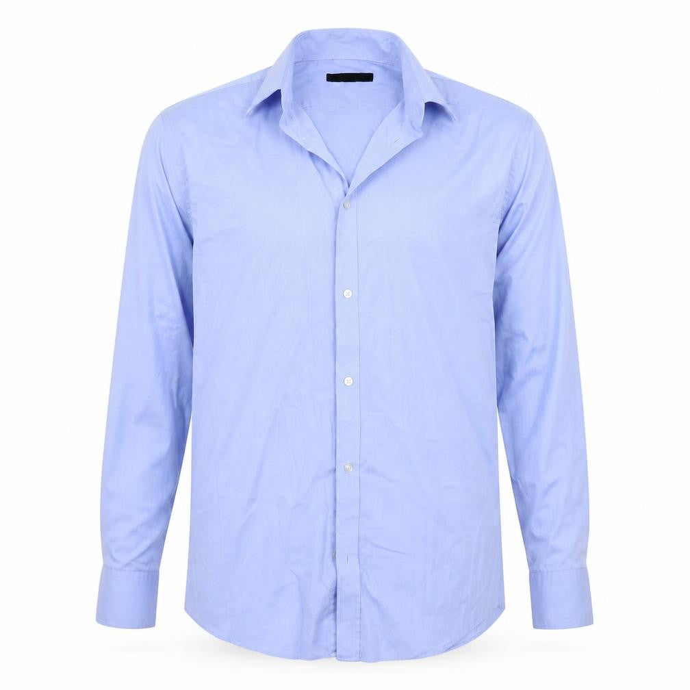 Mens UK Size 15 George Blue  Button-Up Long Sleeve Casual Shirt