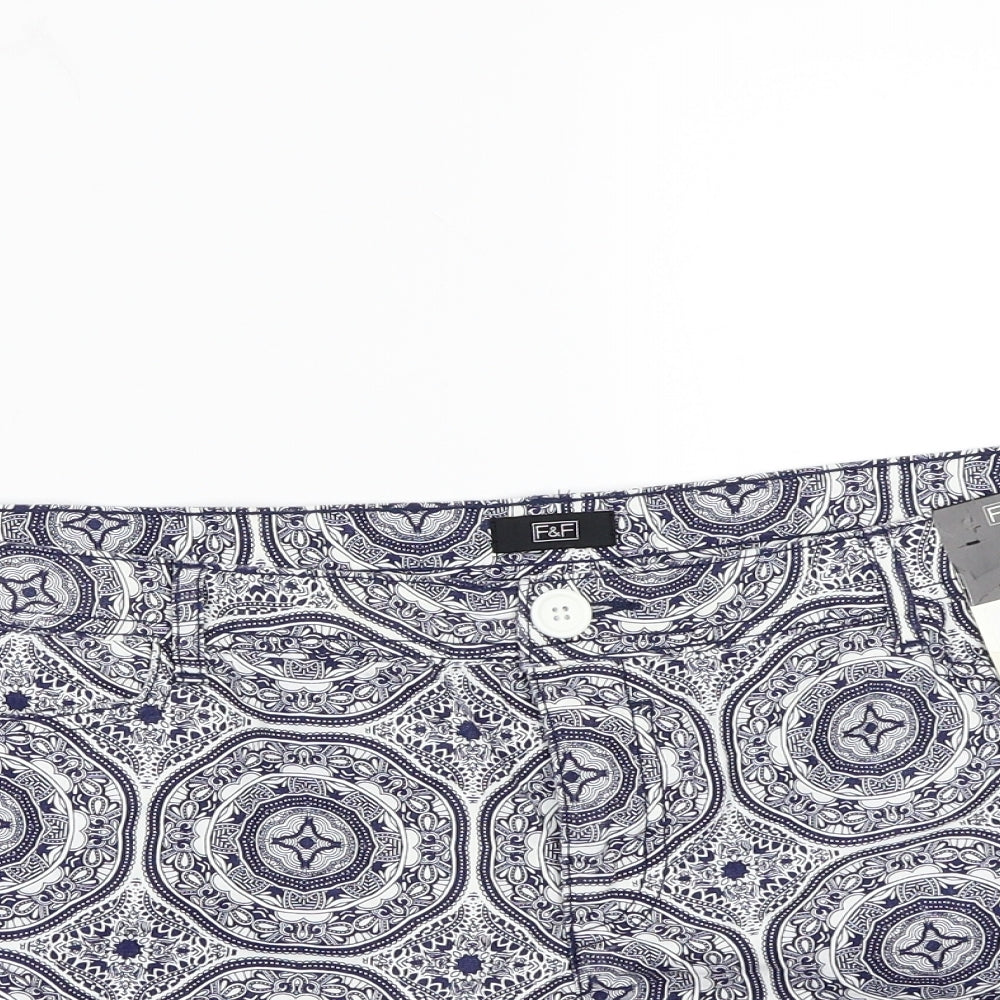 F&F Womens Blue Geometric  Bermuda Shorts Size 20