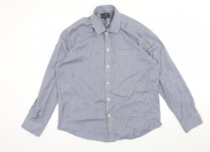 Mens UK Size L Marks and Spencer Blue  Button-Up Long Sleeve Casual Shirt