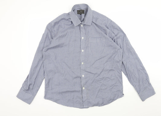 Mens UK Size L Marks and Spencer Blue  Button-Up Long Sleeve Casual Shirt