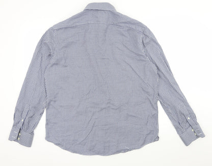 Mens UK Size L Marks and Spencer Blue  Button-Up Long Sleeve Casual Shirt
