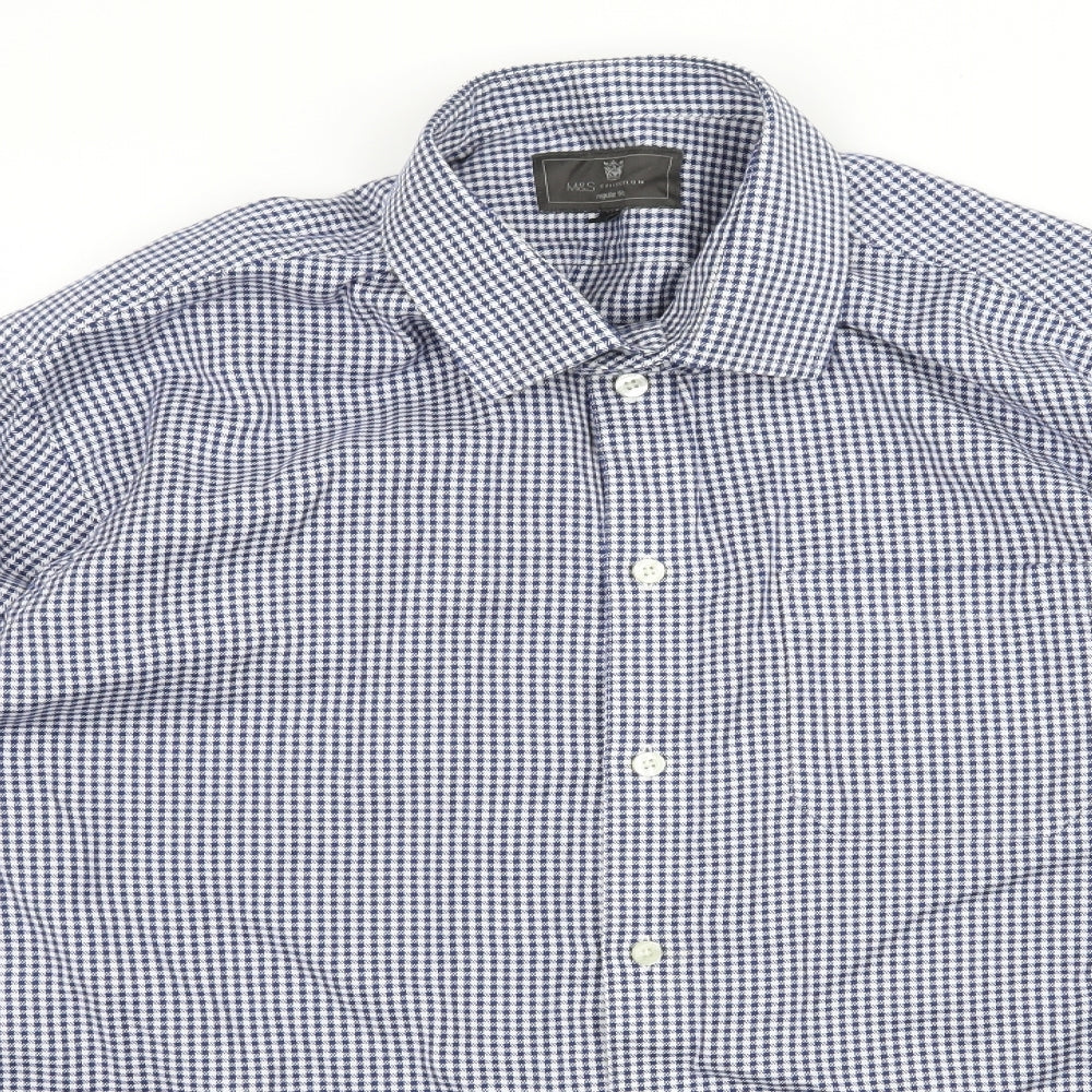 Mens UK Size L Marks and Spencer Blue  Button-Up Long Sleeve Casual Shirt
