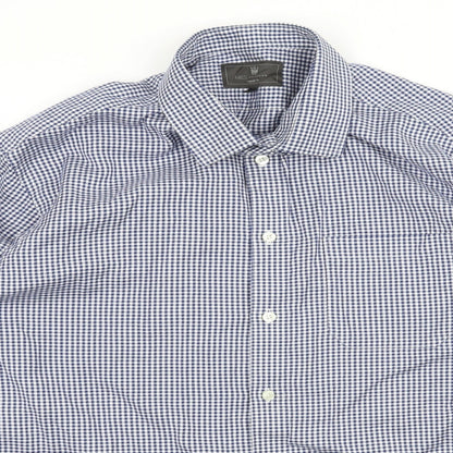 Mens UK Size L Marks and Spencer Blue  Button-Up Long Sleeve Casual Shirt