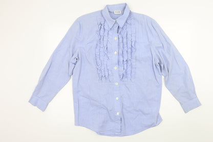 Mens UK Size 14 Le Comte Blue  Button-Up Long Sleeve Casual Shirt