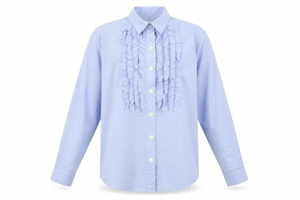 Mens UK Size 14 Le Comte Blue  Button-Up Long Sleeve Casual Shirt