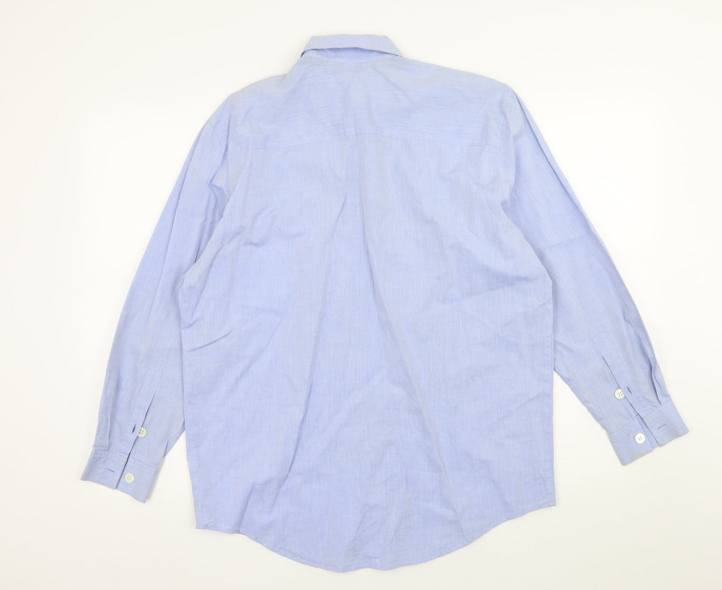 Mens UK Size 14 Le Comte Blue  Button-Up Long Sleeve Casual Shirt
