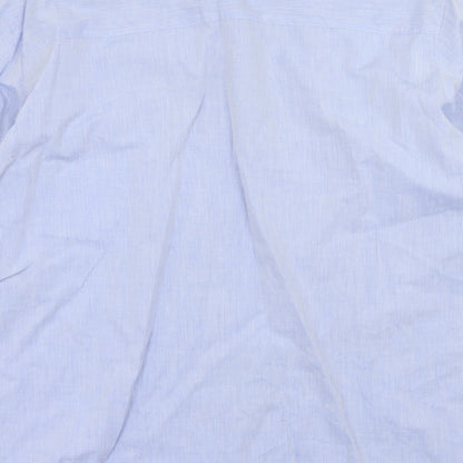 Mens UK Size 14 Le Comte Blue  Button-Up Long Sleeve Casual Shirt