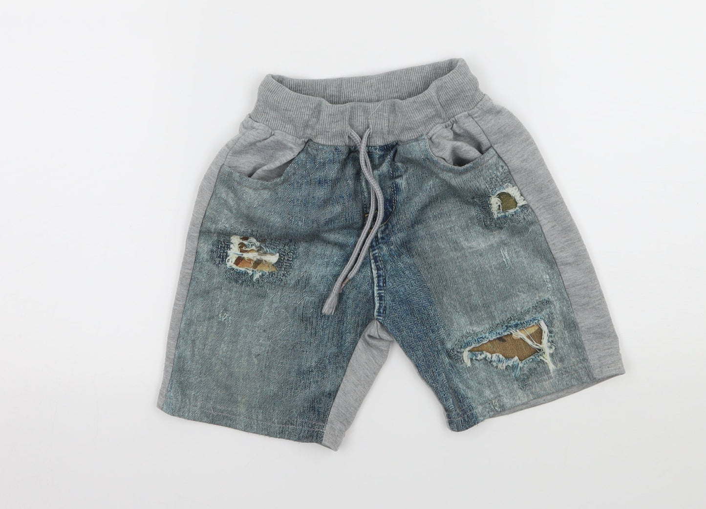 Just Kids Boys Green Geometric Jersey Sweat Shorts Size 4-5 Years