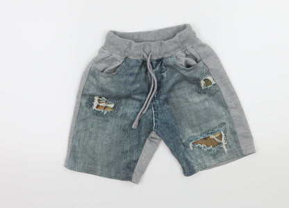 Just Kids Boys Green Geometric Jersey Sweat Shorts Size 4-5 Years