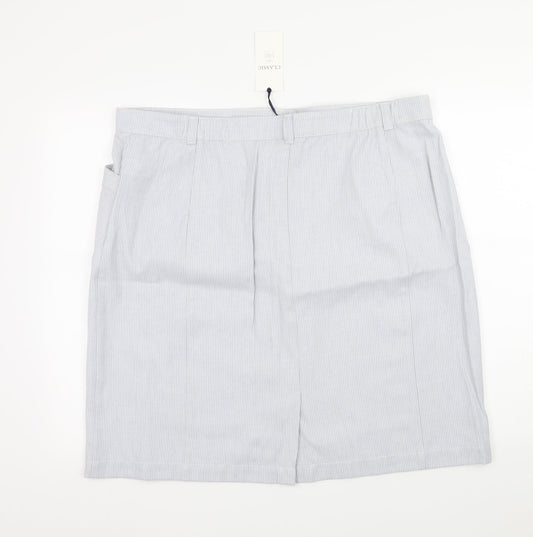 Marks and Spencer Womens Blue Striped  A-Line Skirt Size 20