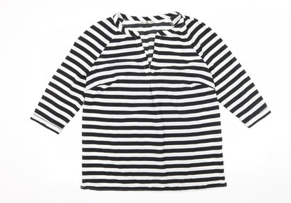 TU Womens Black Striped  Basic Blouse Size 12